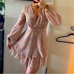 Peasant style dress with bubble sleeves